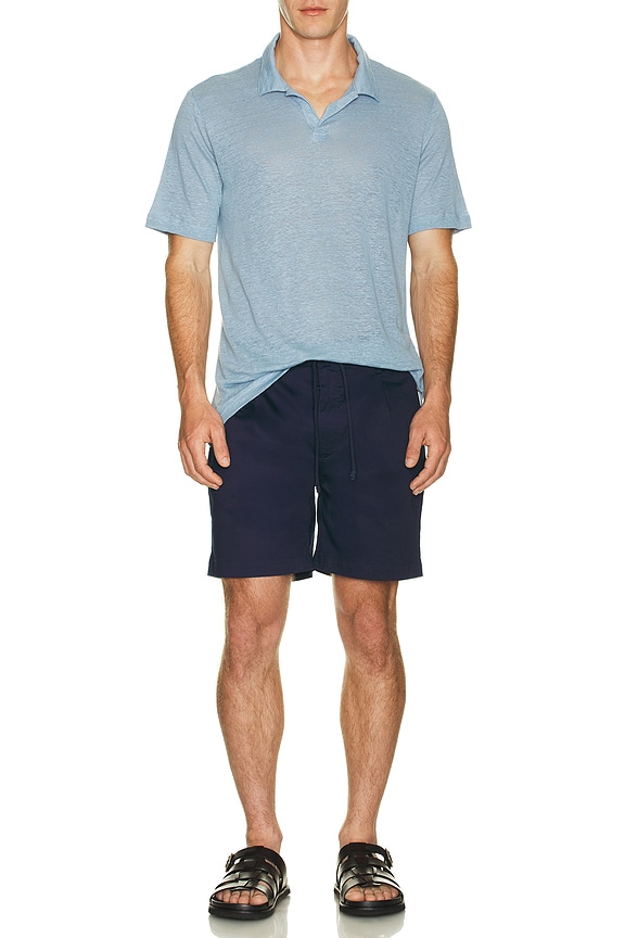view 4 of 4 Shaun Linen Polo in Dusty Blue