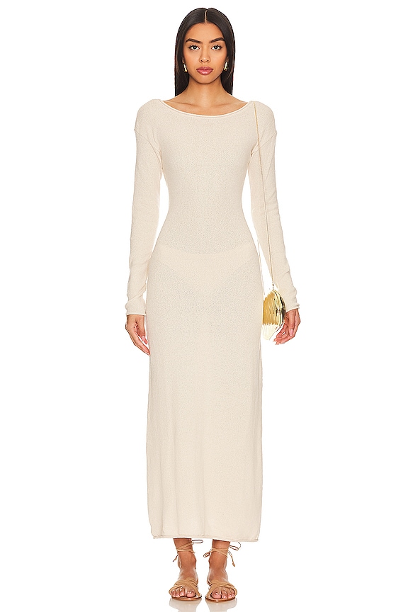 view 2 of 3 Crochet Knit Maxi Dress in Sandshell