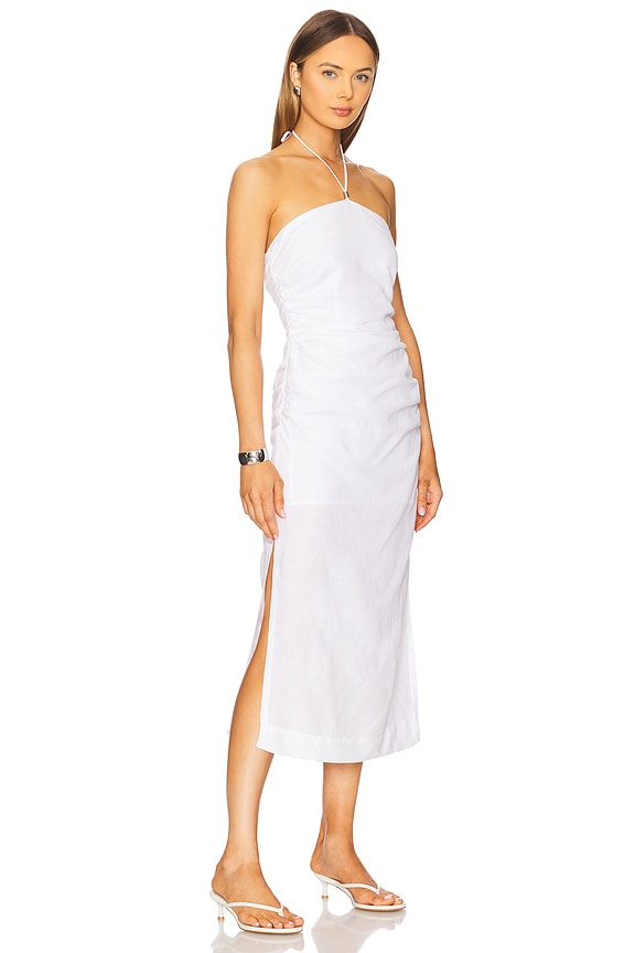 view 2 of 3 Air Linen Ruched Halter Dress in White