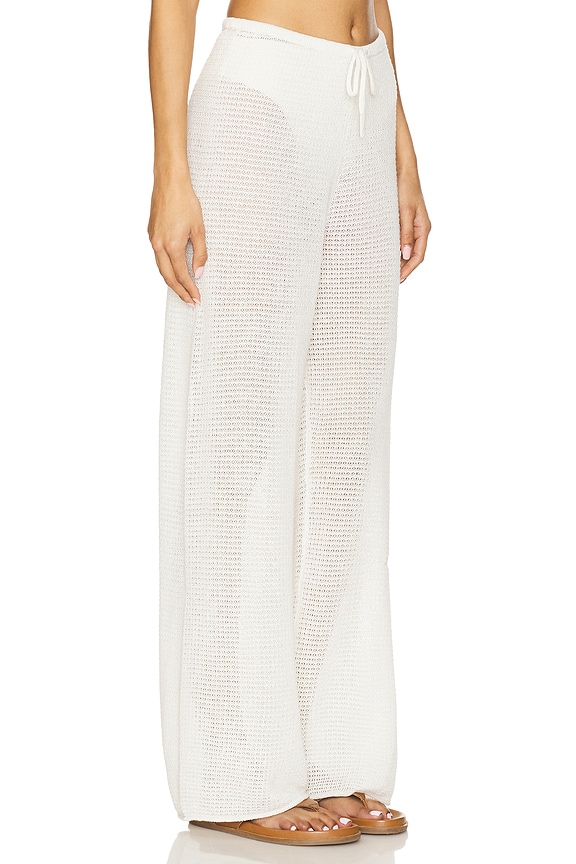 view 2 of 6 Linen Knit Drawstring Pant in White