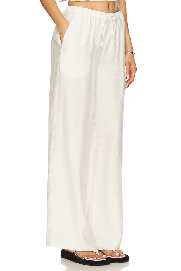 view 2 of 6 Textured Gauze Wide Leg Pant in Egret