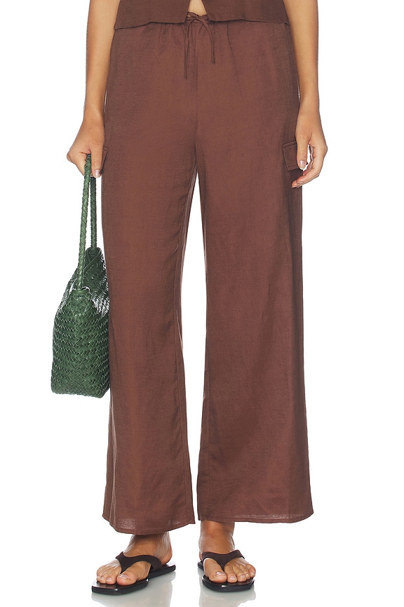 view 1 of 7 PANTALÓN CARGO AIR LINEN in Brown