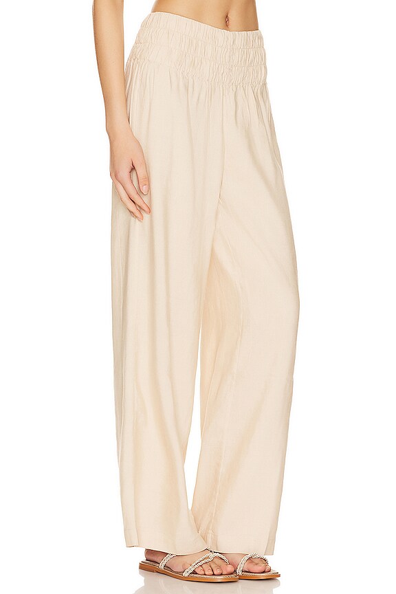 view 2 of 4 PANTALON AIR LINEN SMOCKED in Sand