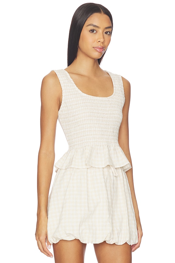view 2 of 4 Air Linen Smocked Tank Top in Natural & White