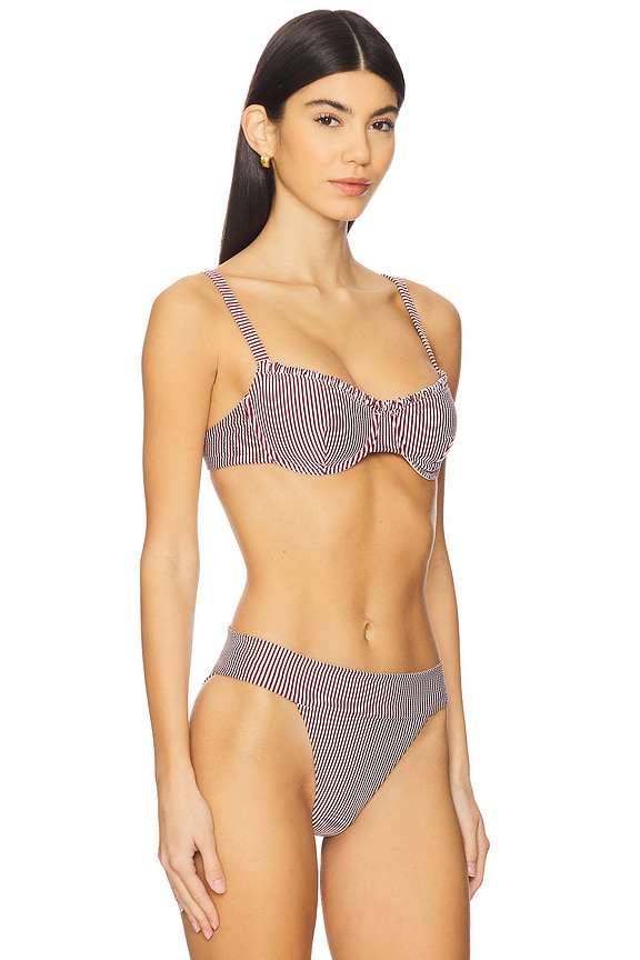 view 2 of 5 Marilyn Bikini Top in Pomegranate & White in PomegranPomegranate & Whiteate/ White