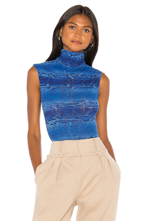 view 1 of 5 PRINTED SNAKE TULLE 바디수트 in Blue Boa