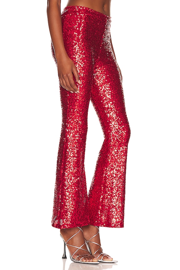view 2 of 5 Shine On Sequin Bell Pants in Red