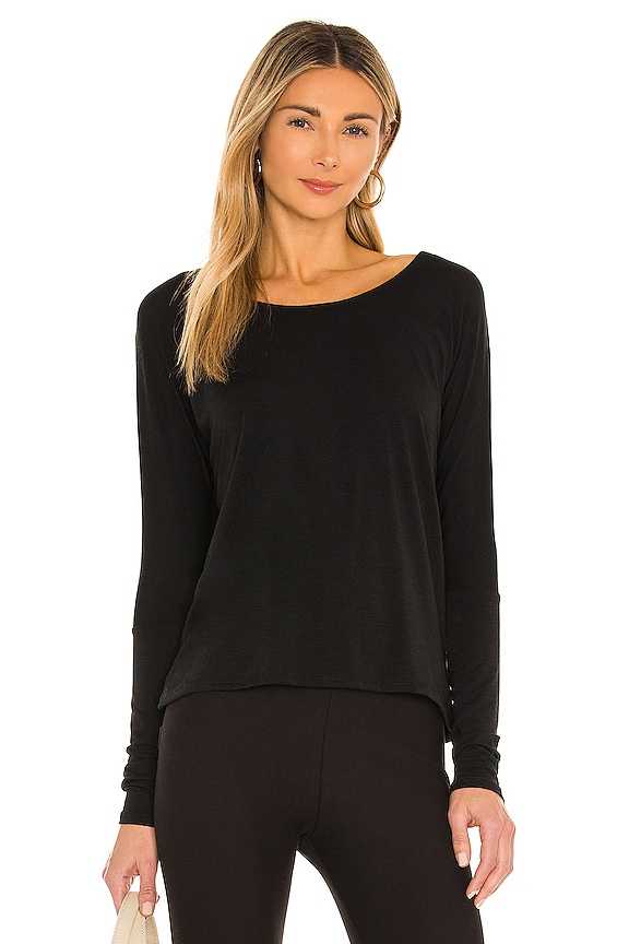 view 2 of 5 Drapey V Back Tee in Black