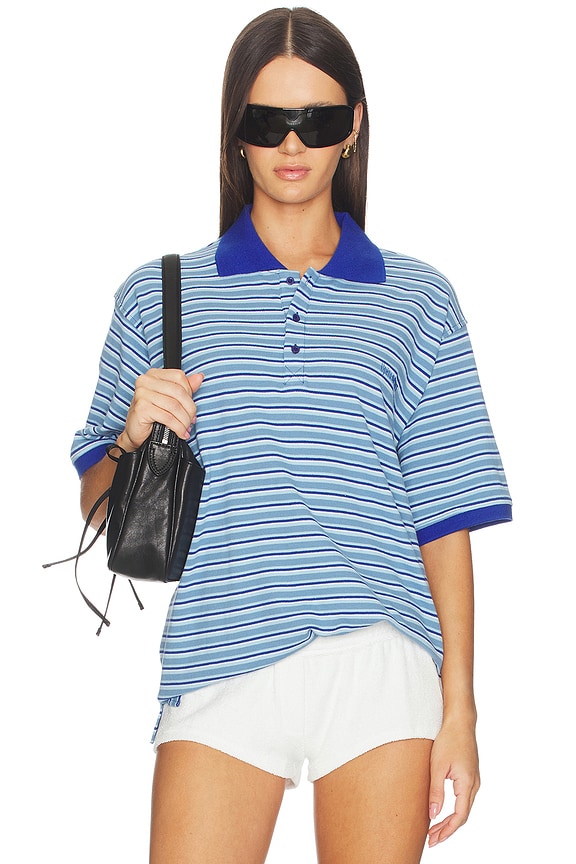 view 1 of 4 Neo Unisex Polo in Blue Stripes