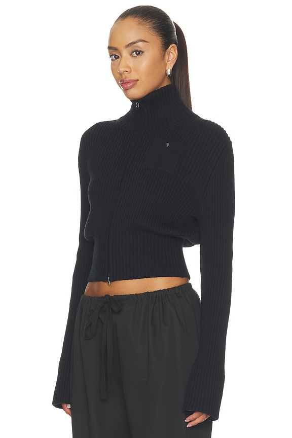 view 2 of 4 The Weekday Zip-up Cardi in Black