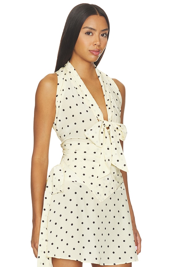 view 2 of 4 The Kiss Me Dot Top in Cream/Black Dot