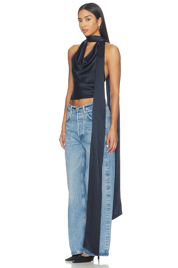 view 2 of 3 Cowl Neck Halter Top in Midnight Blue