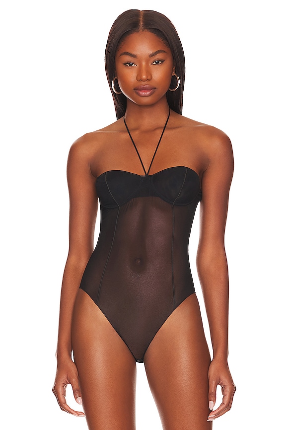 view 2 of 5 Mesh Necklace Bodysuit in Black