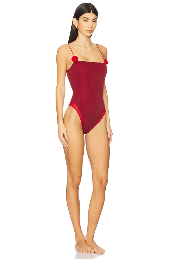 view 2 of 3 Rose Maillot One Piece in Merlot Red