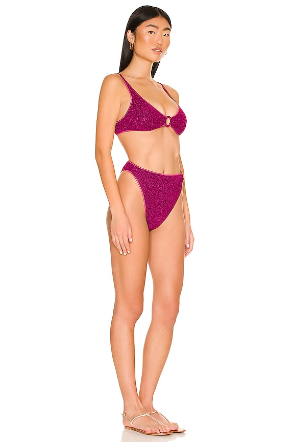 view 2 of 5 Lumiere Ring Sporty 90s Bottom Bikini Set in Dark Fuchsia