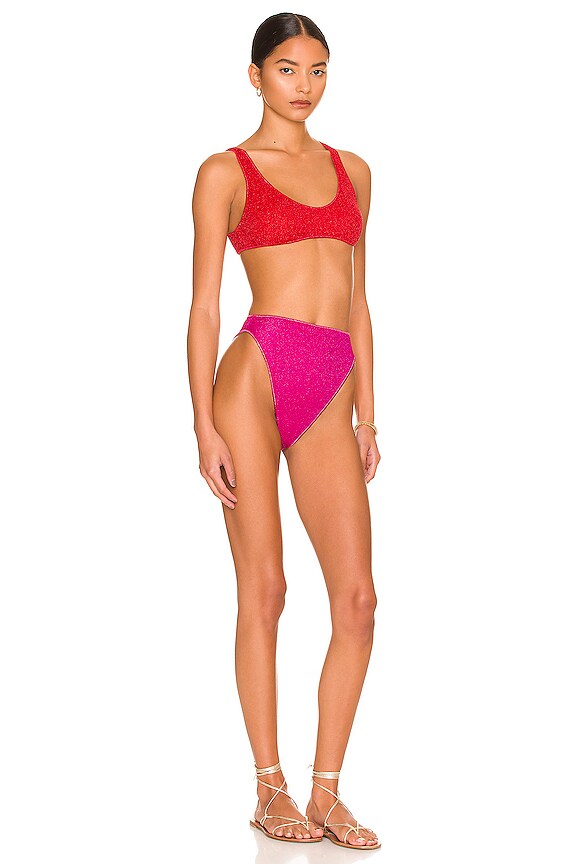 view 2 of 4 Lumiere 90s Bikini Set in Red & Fuchsia