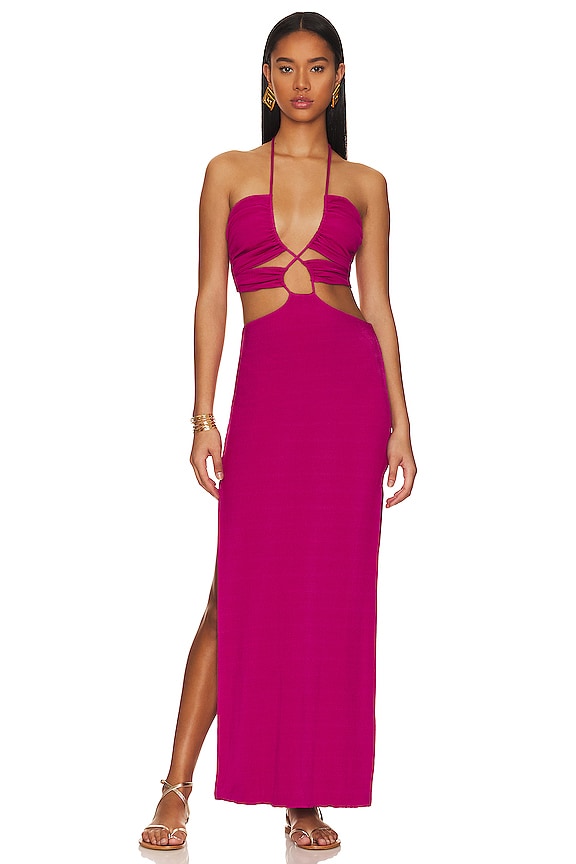 Ostra Brasil Furrowed Cut Out String Dress in Pink | REVOLVE