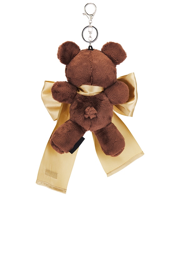 view 2 of 3 Bow Teddy Keychain in Brown