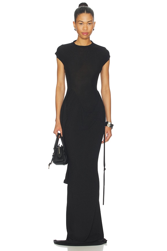 view 1 of 3 ROBE SLEEVY LUREX MAXI in Black