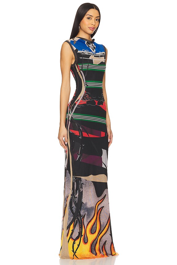 view 2 of 4 VESTIDO LARGO DE MALLA in Print-black