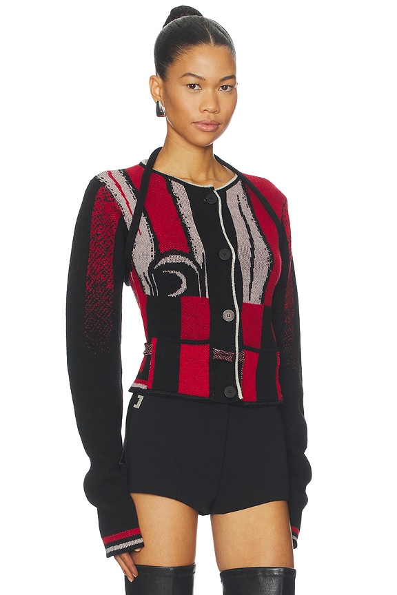 view 2 of 4 Sporty Knit Cardigan in Sporty Red in Black & Red