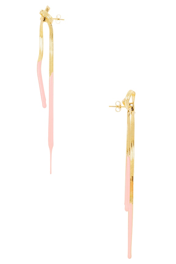 view 2 of 3 PENDIENTES DE LAZO CON ENCAJE in Gold & Pink