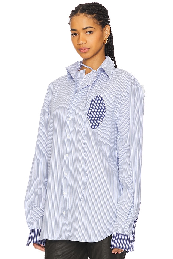 view 2 of 5 Oversized Shirt in Blue & White