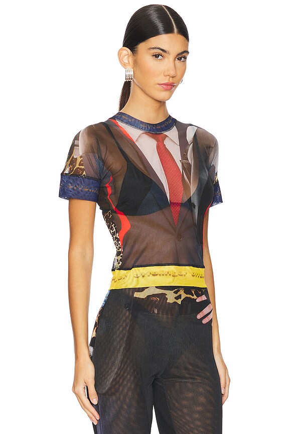 view 2 of 5 Mesh T-shirt in Leopard Print