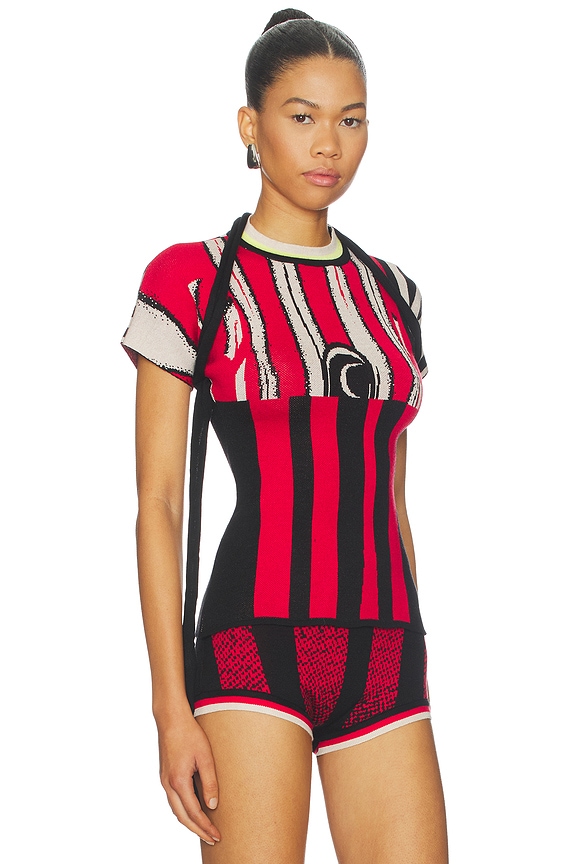 view 2 of 4 Sporty Knit T-shirt in Sporty Red in Black & Red