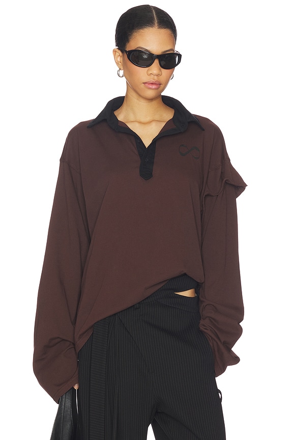 view 2 of 5 Polo Long Sleeve Top in Dark Brown Wash