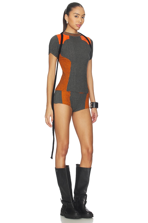 view 2 of 3 CHEMISE TEXTURED KNIT TEAM in Grey & Orange