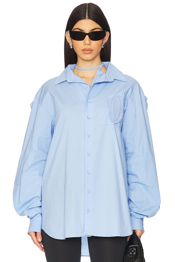 view 2 of 6 Distressed Oversized Shirt in Blue