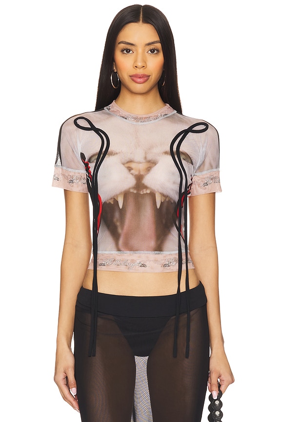 view 1 of 4 Mesh T-Shirt in Print-white