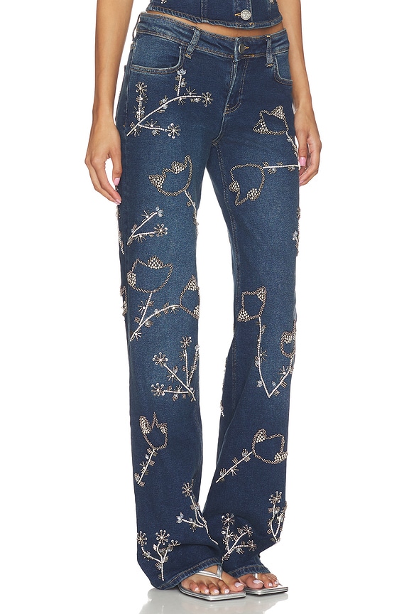 view 2 of 6 Nova Embellished Denim Jean in Dark Wash Denim