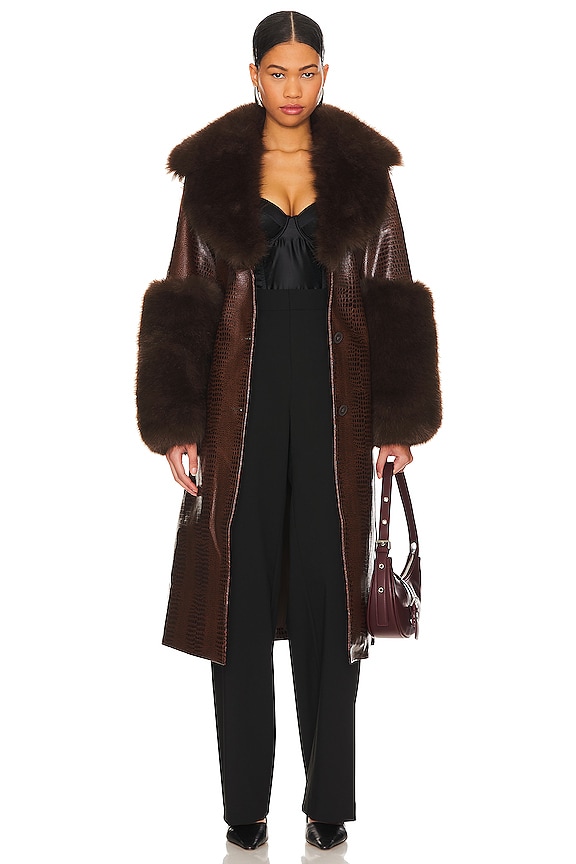 view 2 of 4 ASTRID フェイクファーコート in Brown