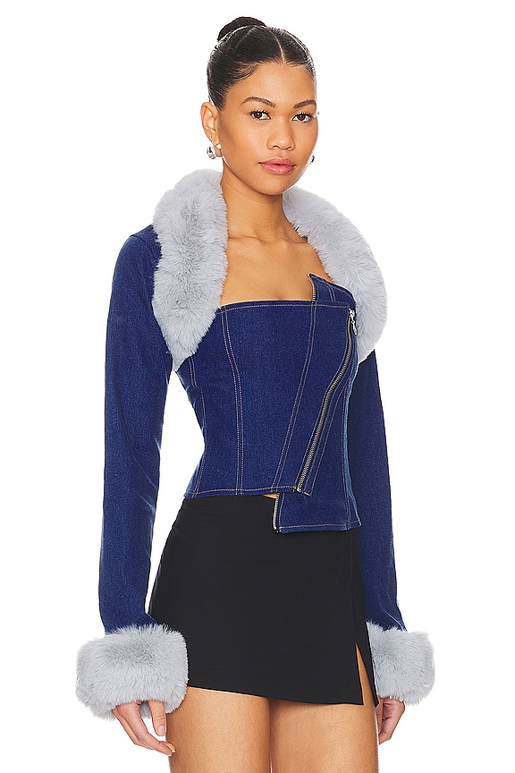 view 2 of 4 Denim Detachable Corset Jacket in Dark Wash Denim