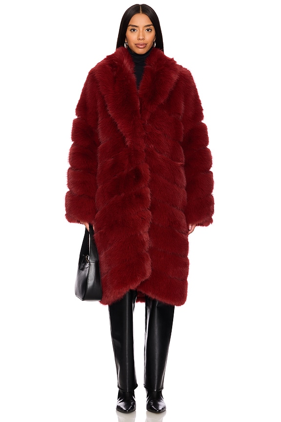 view 2 of 4 Copenhagen Faux Fur Coat in Cherry Red