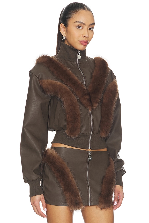 view 2 of 4 Bela Faux Fur Jacket in Brown