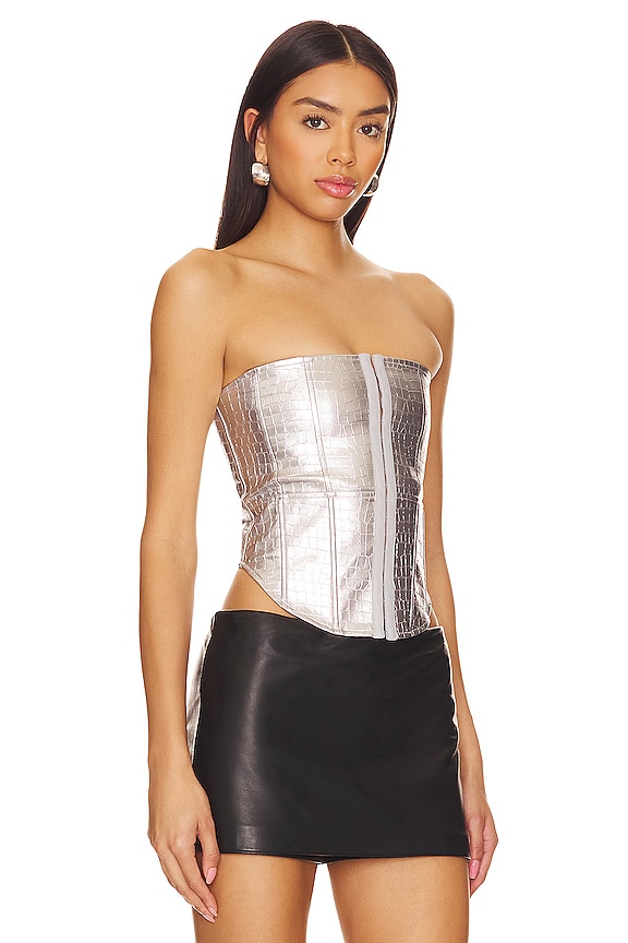 view 2 of 4 Orion Crocodile Corset in Silver Croc