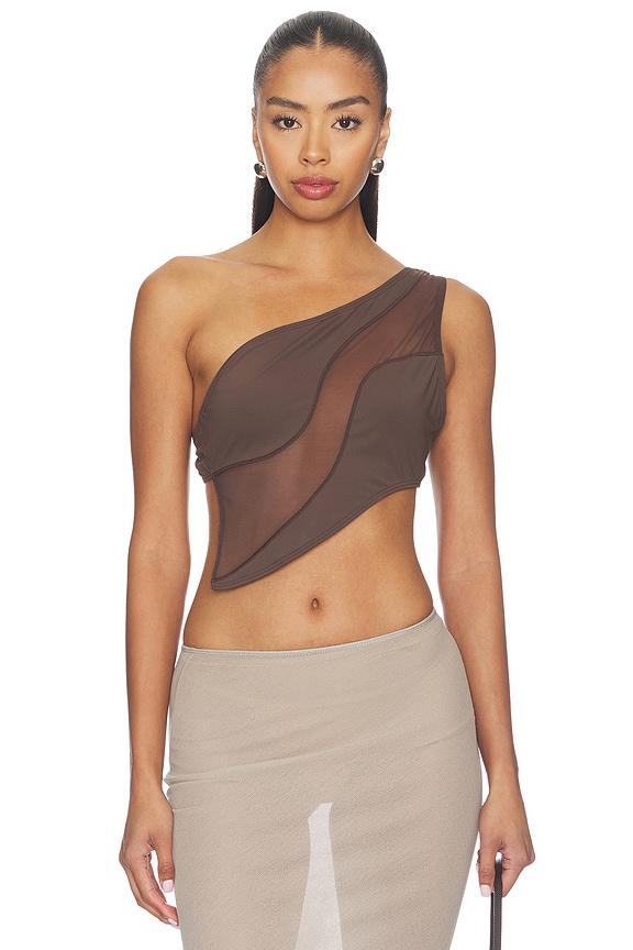 view 1 of 4 Curve Top in Chocolate Brown