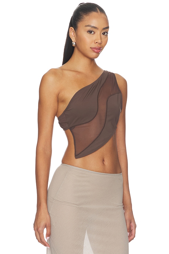 view 2 of 4 Curve Top in Chocolate Brown