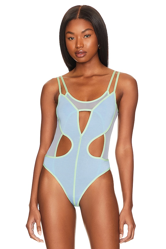view 2 of 5 Yasmin Bodysuit in Clear Sky & Mellow Green