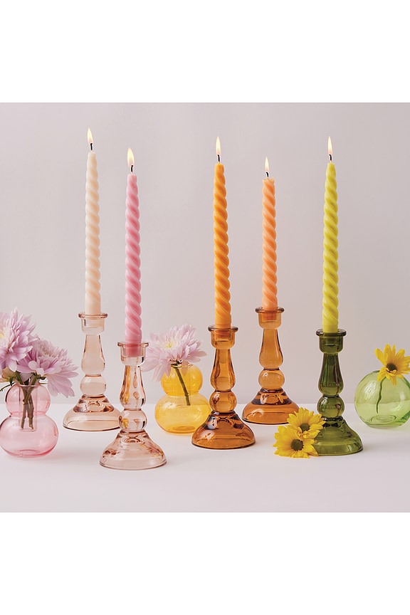 view 2 of 2 SOPORTE PARA VELAS TALL GLASS TAPER CANDLE HOLDER in Pink