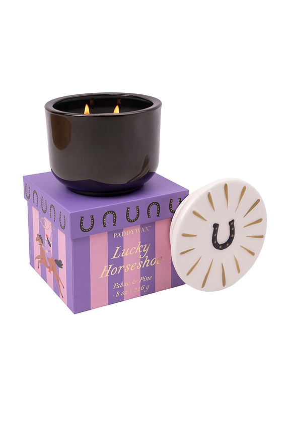 view 1 of 3 Lucky Horseshoe Candle in Tabac & Pine