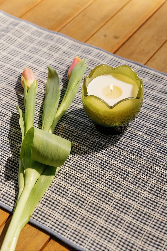 view 2 of 2 Tulip Glass Candle in Verbena & Lemongrass