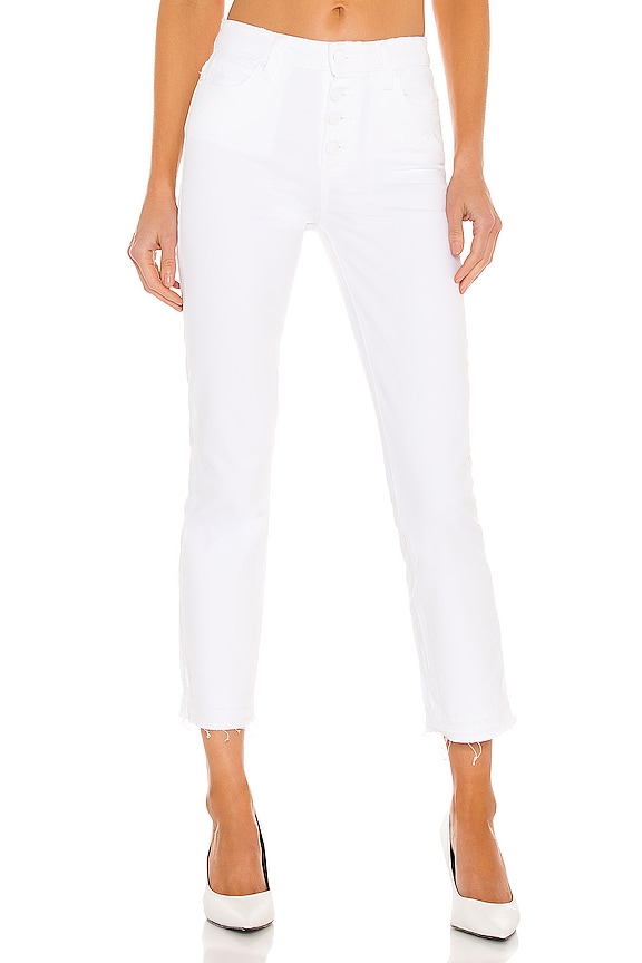 view 1 of 4 Cindy Crop Exposed Button Fly in Cool White Distressed