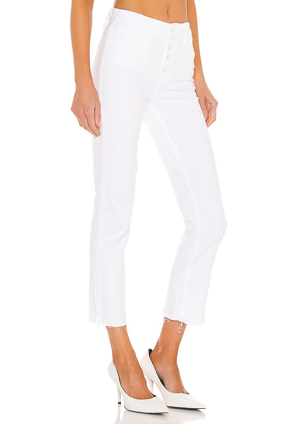 view 2 of 4 Cindy Crop Exposed Button Fly in Cool White Distressed