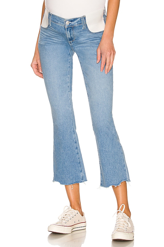 view 2 of 4 Colette Maternity Crop Flare in Folk Distressed
