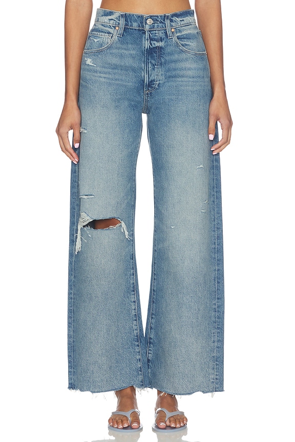 view 1 of 6 Arellia Skimmer Covered Button Fly Jeans in Terazzo Destructed