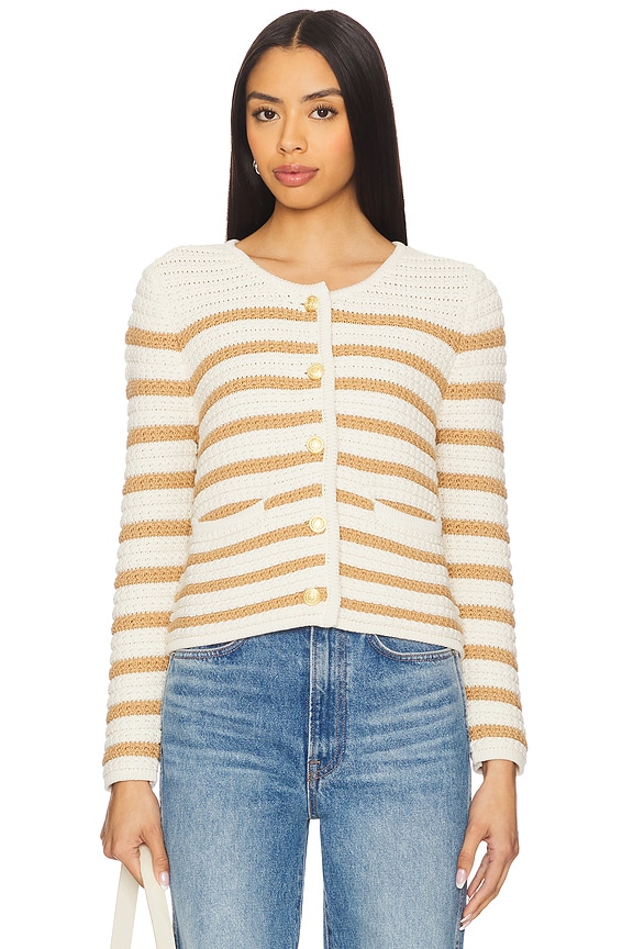 view 1 of 4 Oberon Cardigan in Ivory & Biscotti